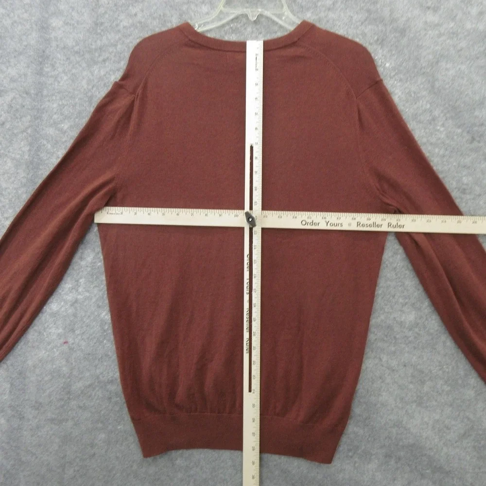 Banana Republic Sweater Mens Large Brown V Neck Silk Cashmere Knit New